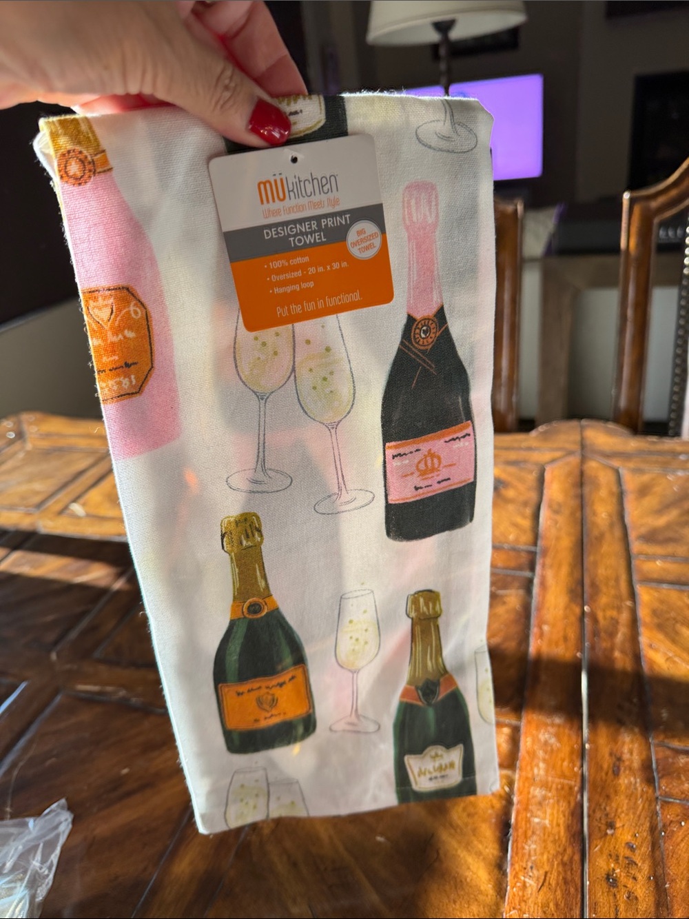 Champagne Bottle Print Party Dish Towels - Picture 2 of 3